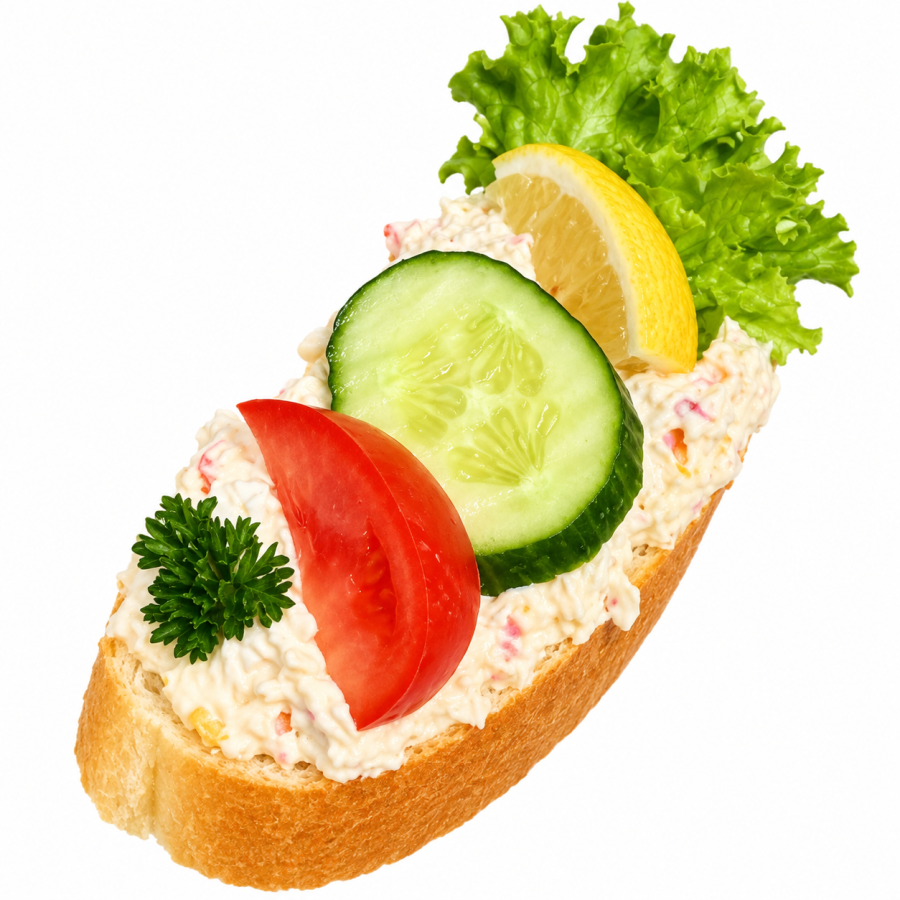 Chlebíček s krabím salátem surimi