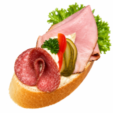 Chlebíček Apetit – moravské maso, salám Herkules a Hermelín