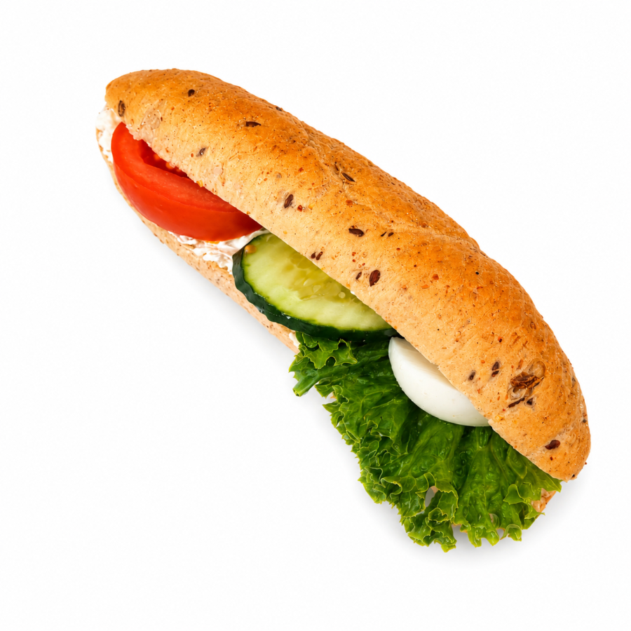 Celozrnný rohlík s krabím salátem surimi