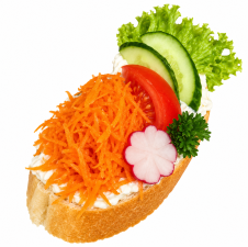 Chlebíček vegetariánský - variace čerstvé zeleniny na tvarohu