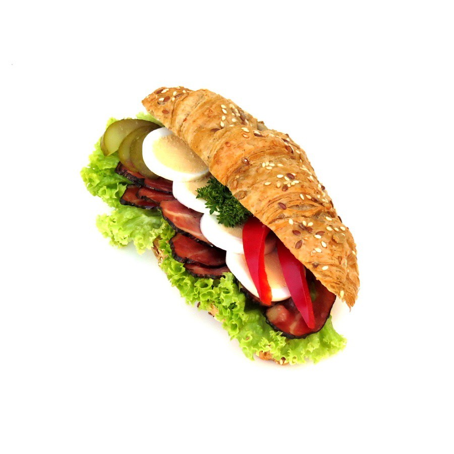 Croissant s křupavou slaninou a vejci