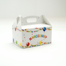 Papírová krabička na zákusky malá - narozeniny
