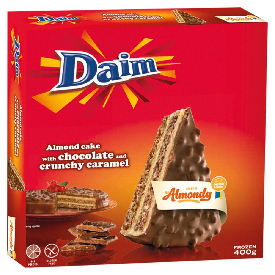 Bezlepkový dort mandlový s čokoládou a křupavým karamelem DAIM 400 g